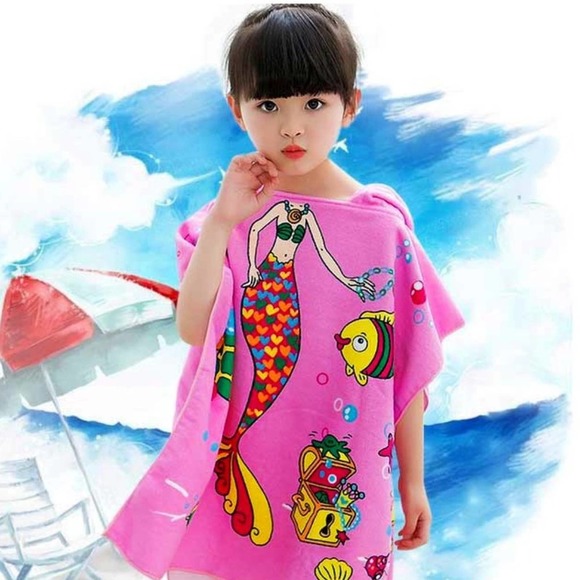 Private Label Other - Colorful Mermaid Hooded Beach Towel/Swimsuit Coverup‎ for Littles